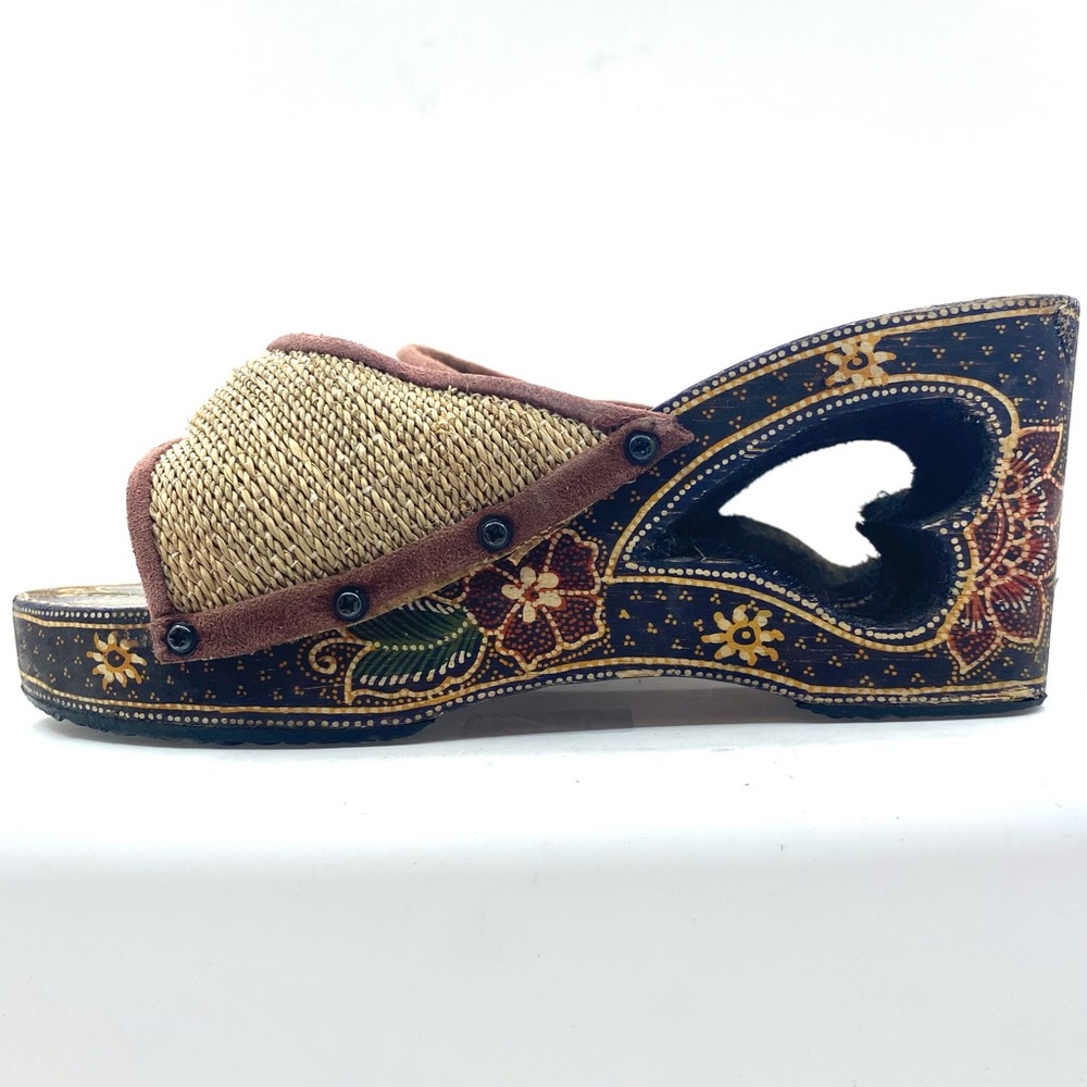 Bohemian wooden slide sandals size 38